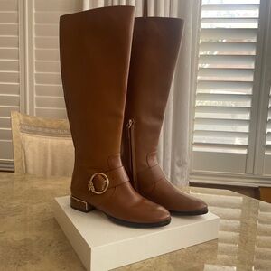 Tory Burch | Sophia Buckle Tall Below The Knee Riding Boot in Festival Brown 5.5